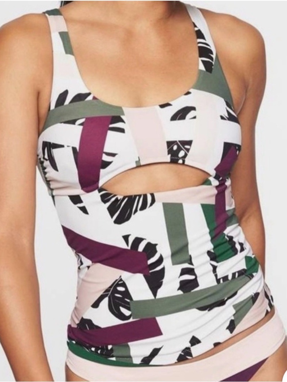 Athleta Tropical Geo Cutout Tankini Top